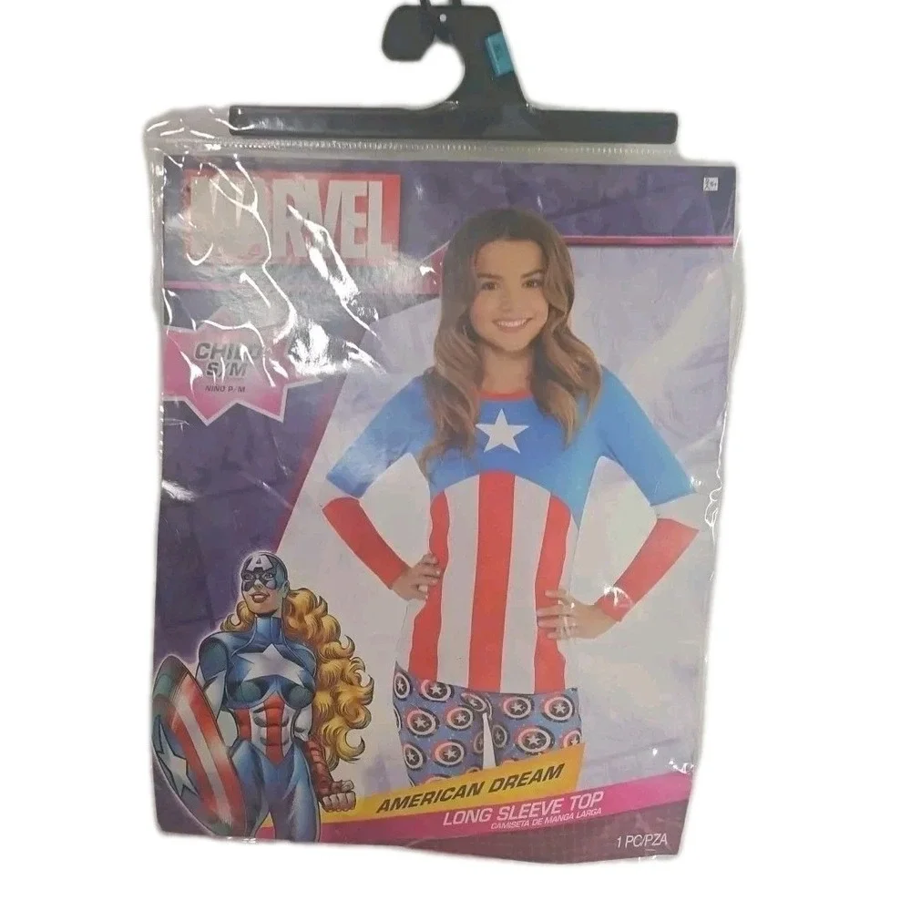 Marvel American Dream Girls Long Sleeve Shirt Costume Halloween Size S/M - Picture 1 of 4